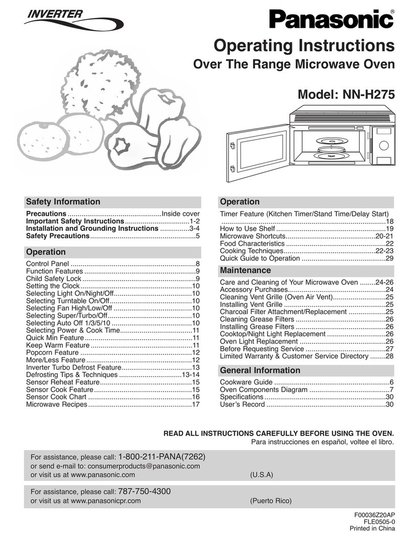 Panasonic Inverter NN-H275 operating instructions