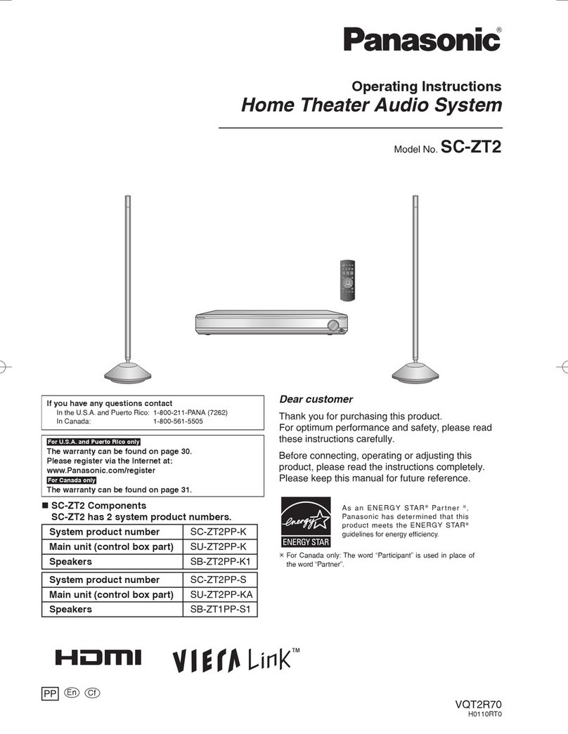 Panasonic SCZT2 - HOME THEATER AUDO SYSTEM operating instructions