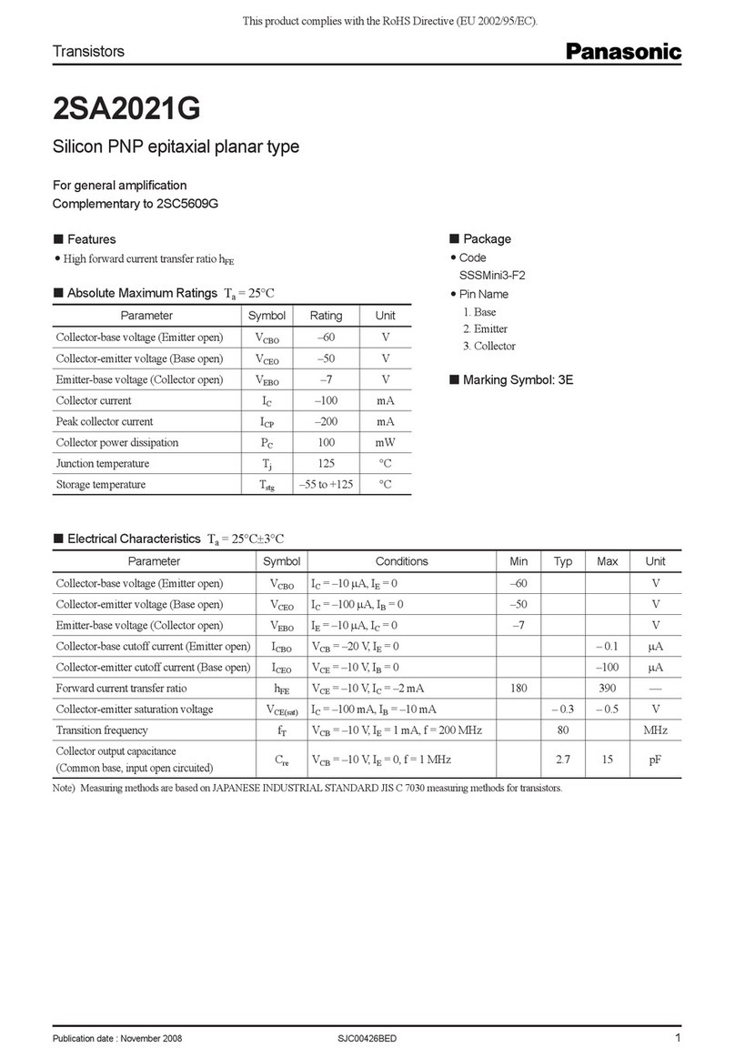 Panasonic 2SA2021G Specification sheet
