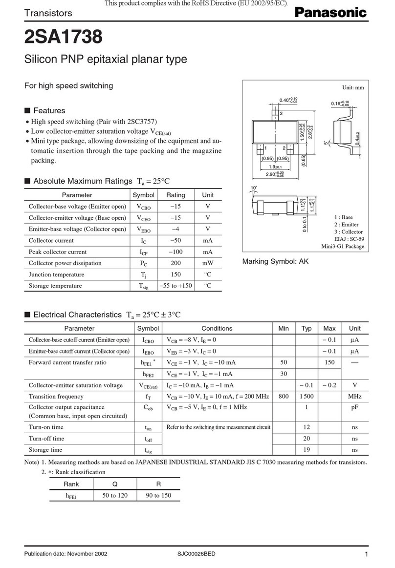 Panasonic 2SA1738 Specification sheet