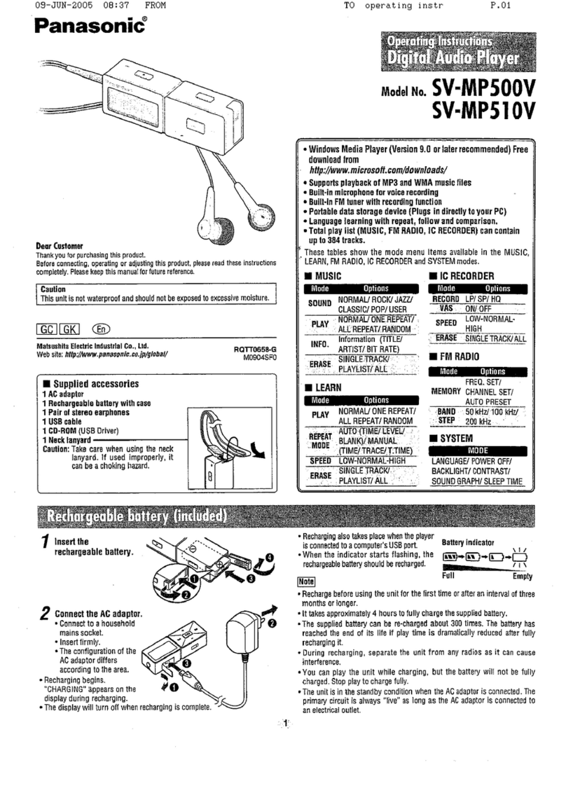 Panasonic SV-MP500 operating instructions