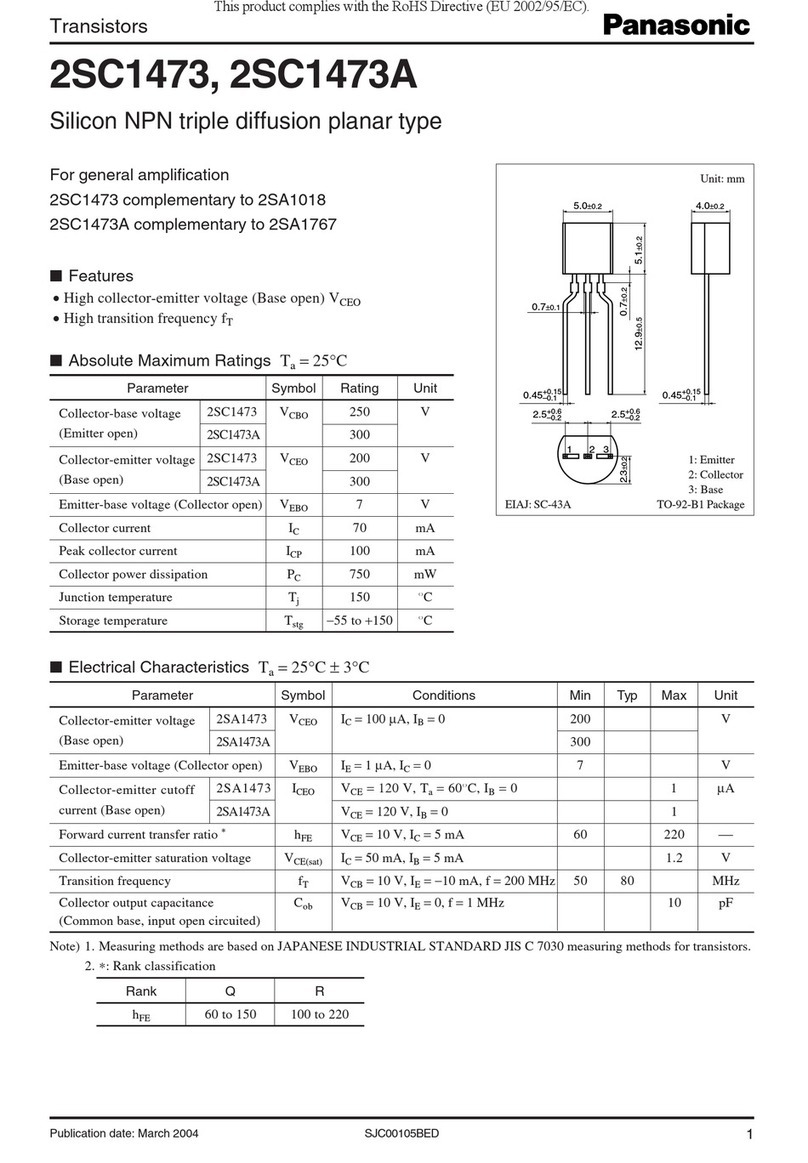 Panasonic 2SC1473 Specification sheet Panasonic 2SC1473 Specification sheet