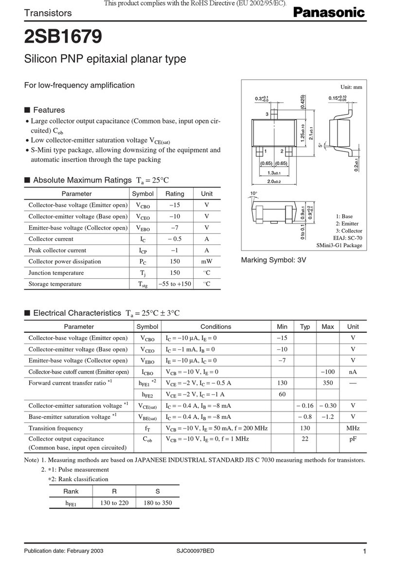 Panasonic 2SB1679 Specification sheet Panasonic 2SB1679 Specification sheet