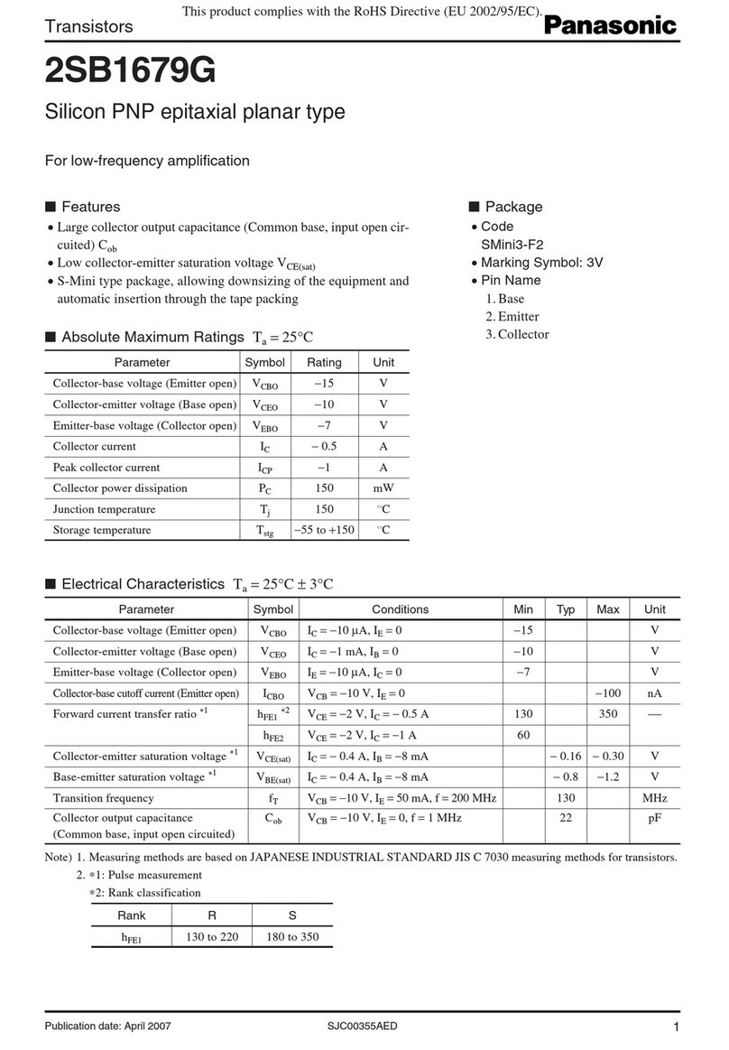 Panasonic 2SB1679G Specification sheet