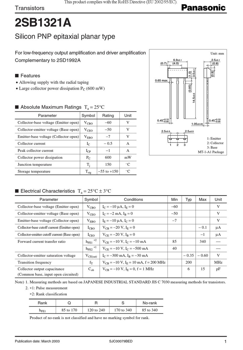 Panasonic 2SB1321A Specification sheet Panasonic 2SB1321A Specification sheet