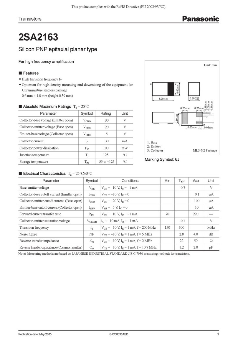 Panasonic 2SA2163 Specification sheet Panasonic 2SA2163 Specification sheet