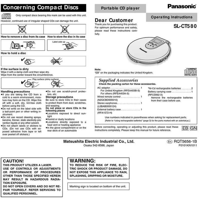 Panasonic SLCT580 - PORT. CD PLAYER User manual