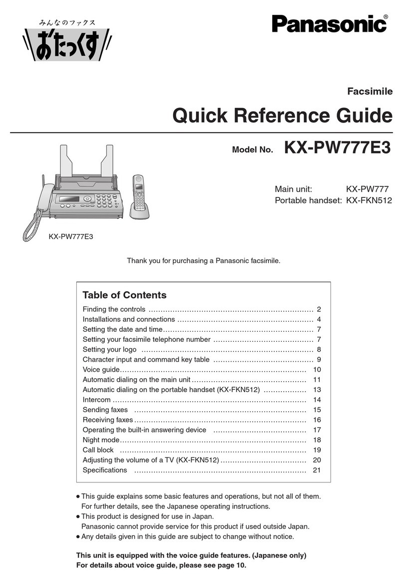 Panasonic KX-PW777E3 Quick reference guide