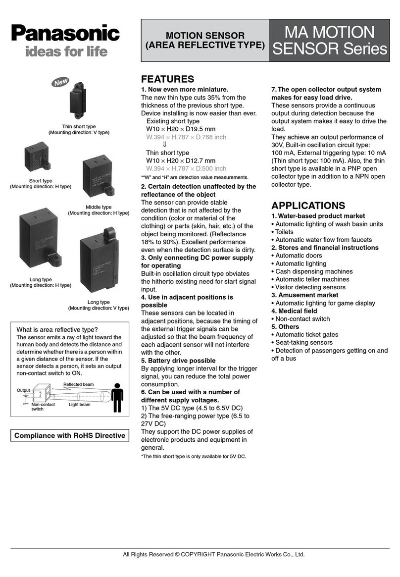 Panasonic MA Motion Sensor Series Specification sheet