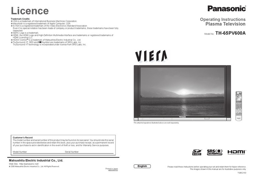 Panasonic Viera TH-65PV600A User manual