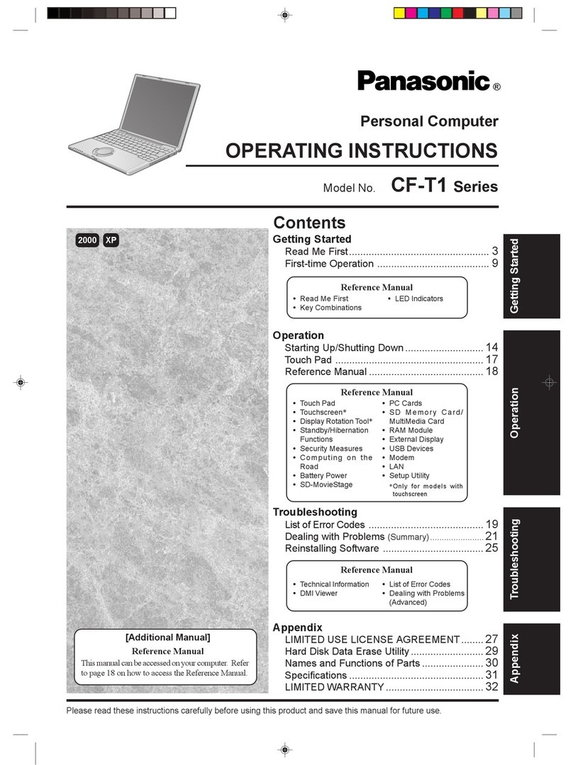 Panasonic CF-T1 Series operating instructions