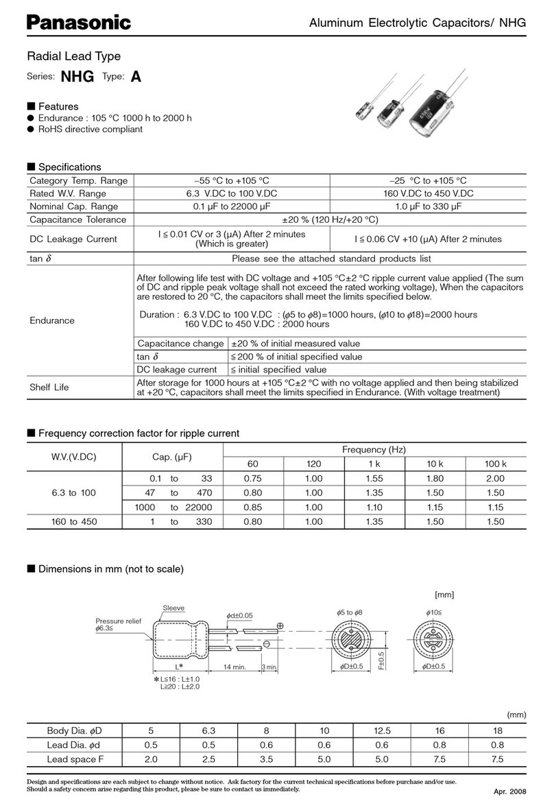 Panasonic Aluminum Electrolytic Capacitors NHG User manual