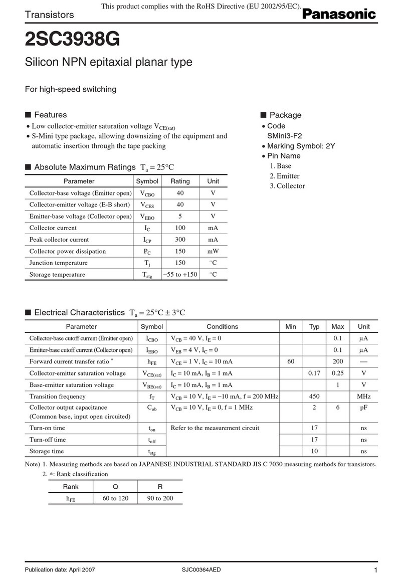 Panasonic Transistors 2SC3938G Specifications