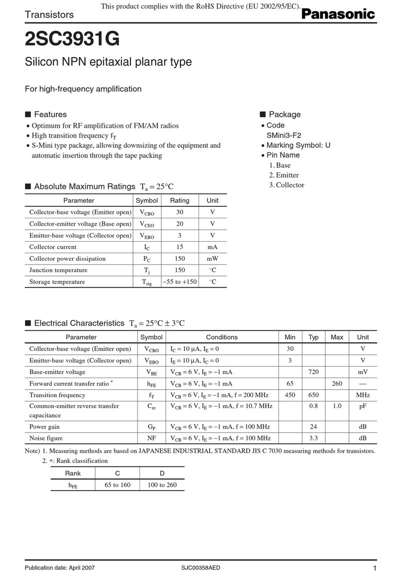 Panasonic Transistors 2SC3931G Specification sheet