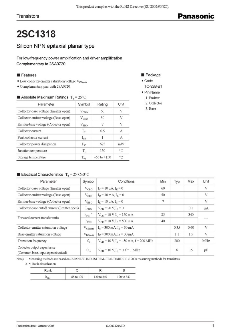 Panasonic Transistors 2SC1318 Specifications
