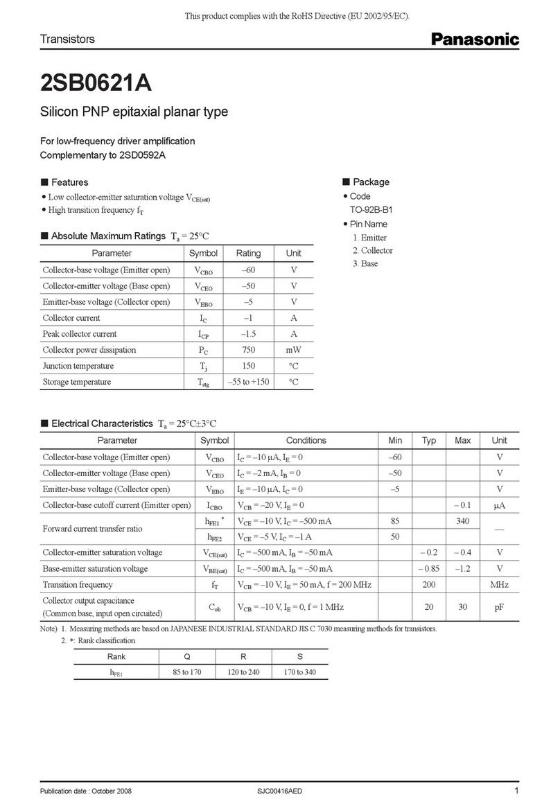 Panasonic Transistors 2SB0621A Specifications Panasonic Transistors 2SB0621A Specifications