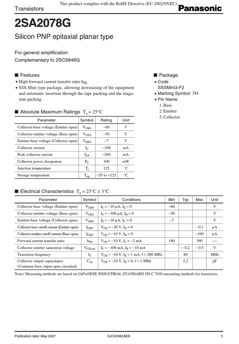 Panasonic Transistors 2SA2078G Specifications