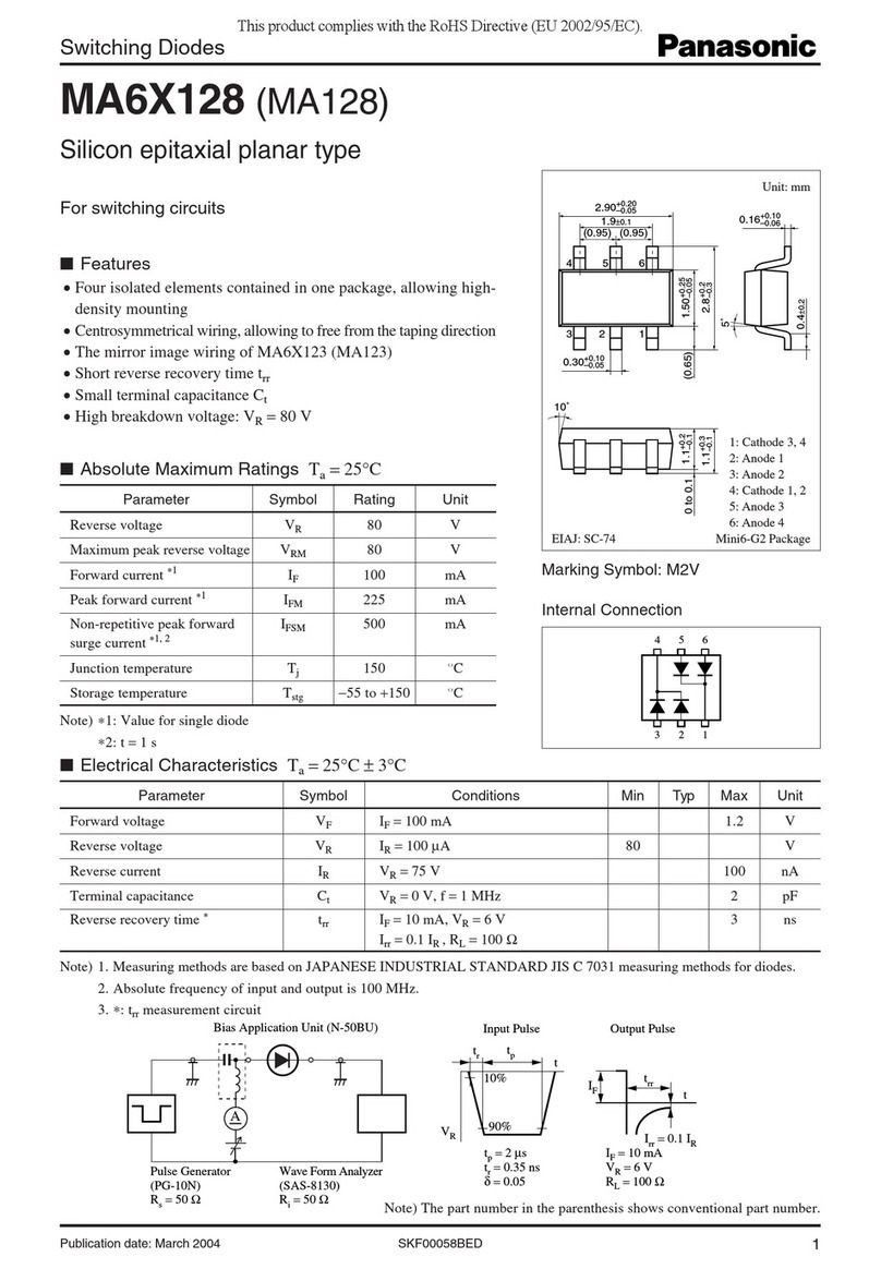 Panasonic Switching Diodes MA6X128 (MA128) Specifications
