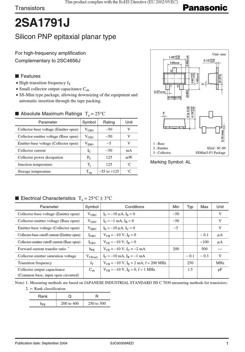 Panasonic Transistors 2SA1791J Specifications