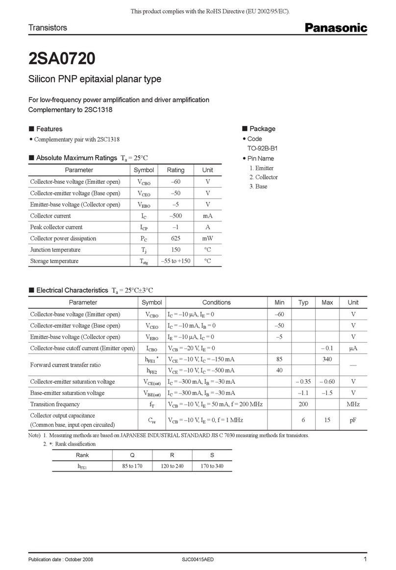 Panasonic Transistors 2SA0720 Specifications