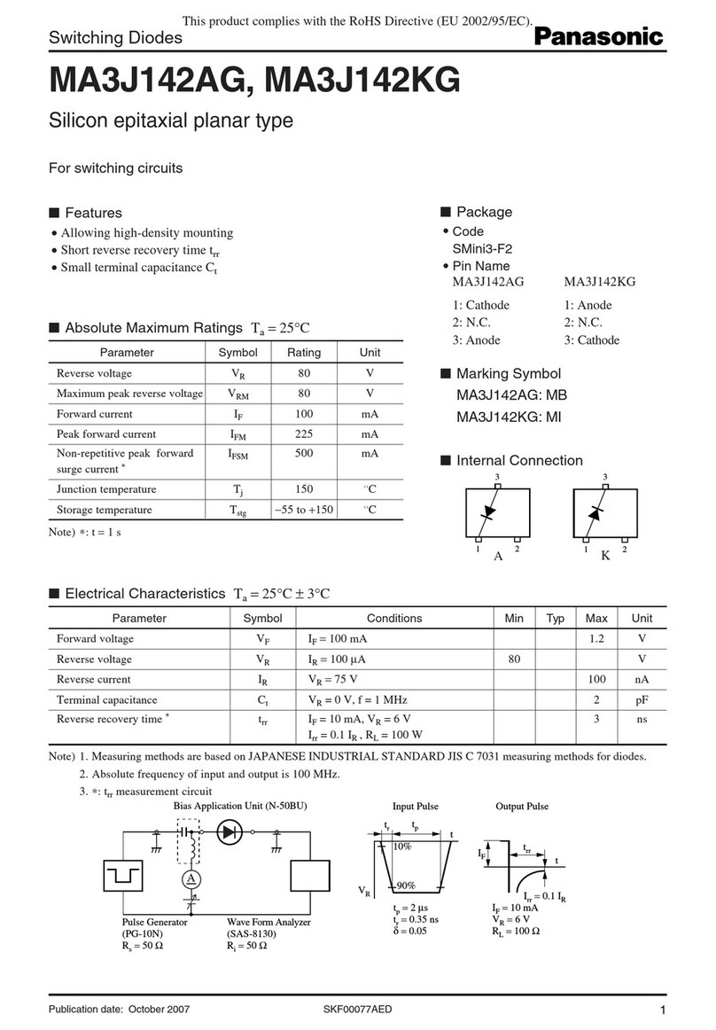 Panasonic Switching Diodes MA3J142AG Specifications Panasonic Switching Diodes MA3J142AG Specifications