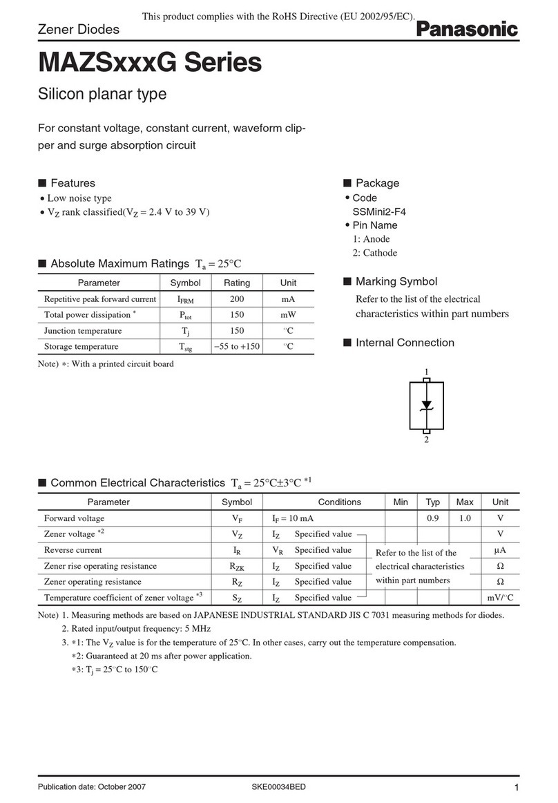 Panasonic Zener Diodes MAZSxxxG Series Specifications