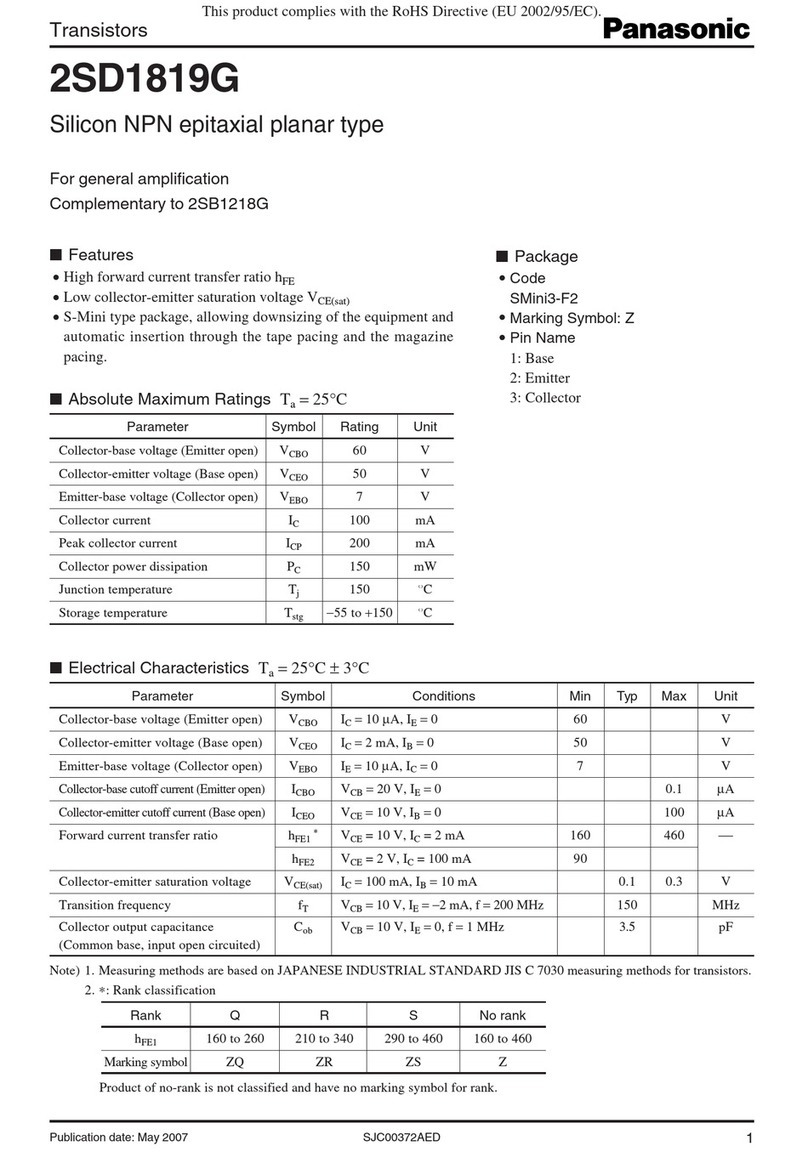 Panasonic Transistors 2SD1819G Specifications