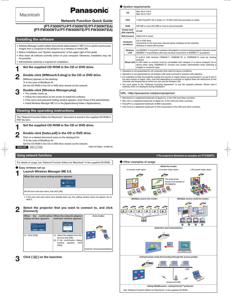 Panasonic PT-F300NTEA Installation and maintenance instructions