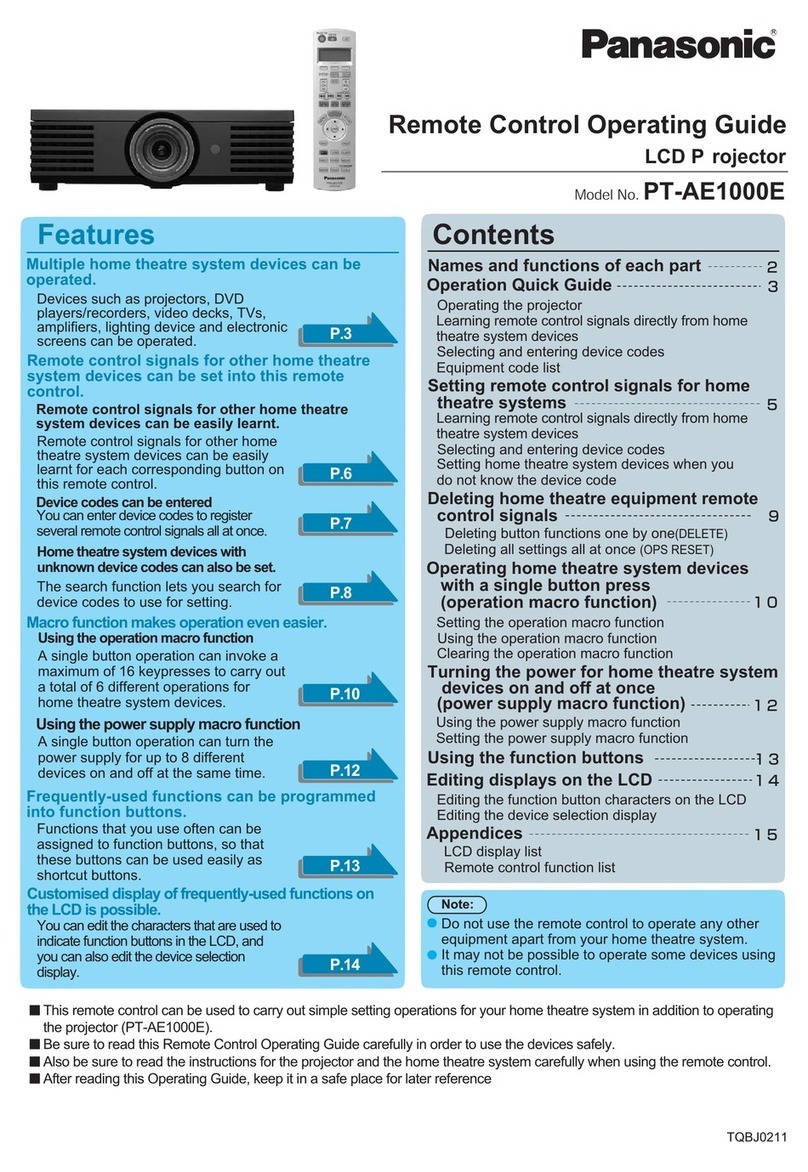 Panasonic PT-AE1000E Use and maintenance manual
