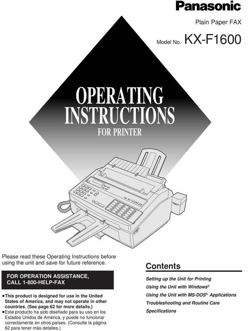 Panasonic KXF160 - CONSUMER FACSIMILE User manual