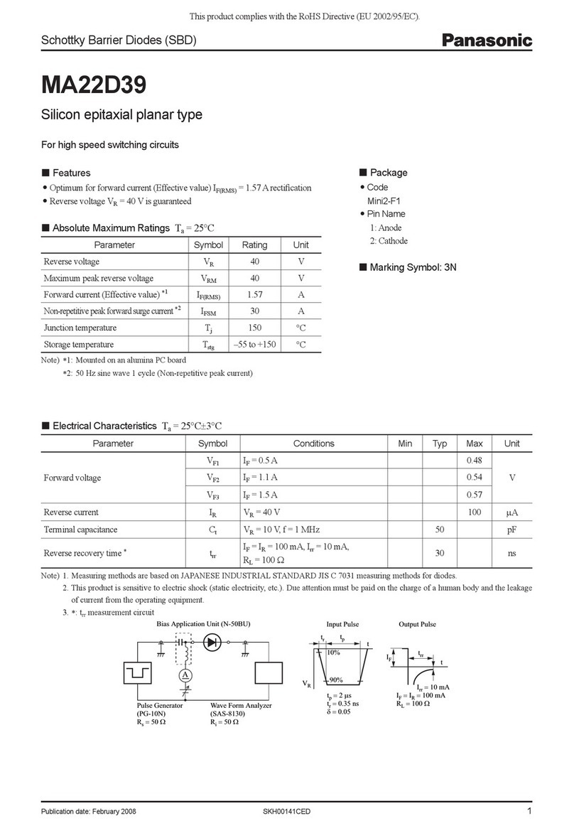 Panasonic MA22D39 Specification sheet