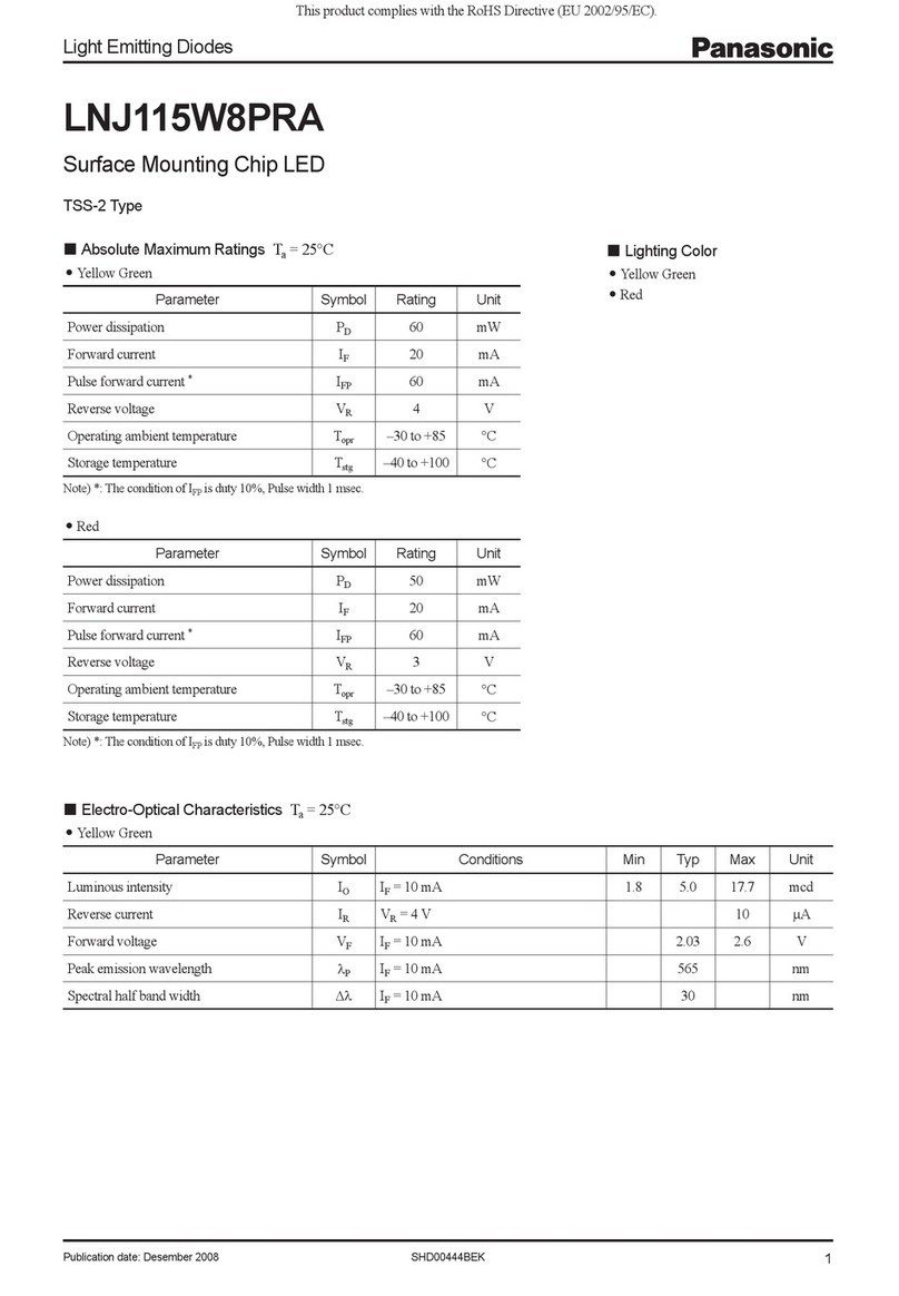 Panasonic LNJ115W8PRA Specification sheet