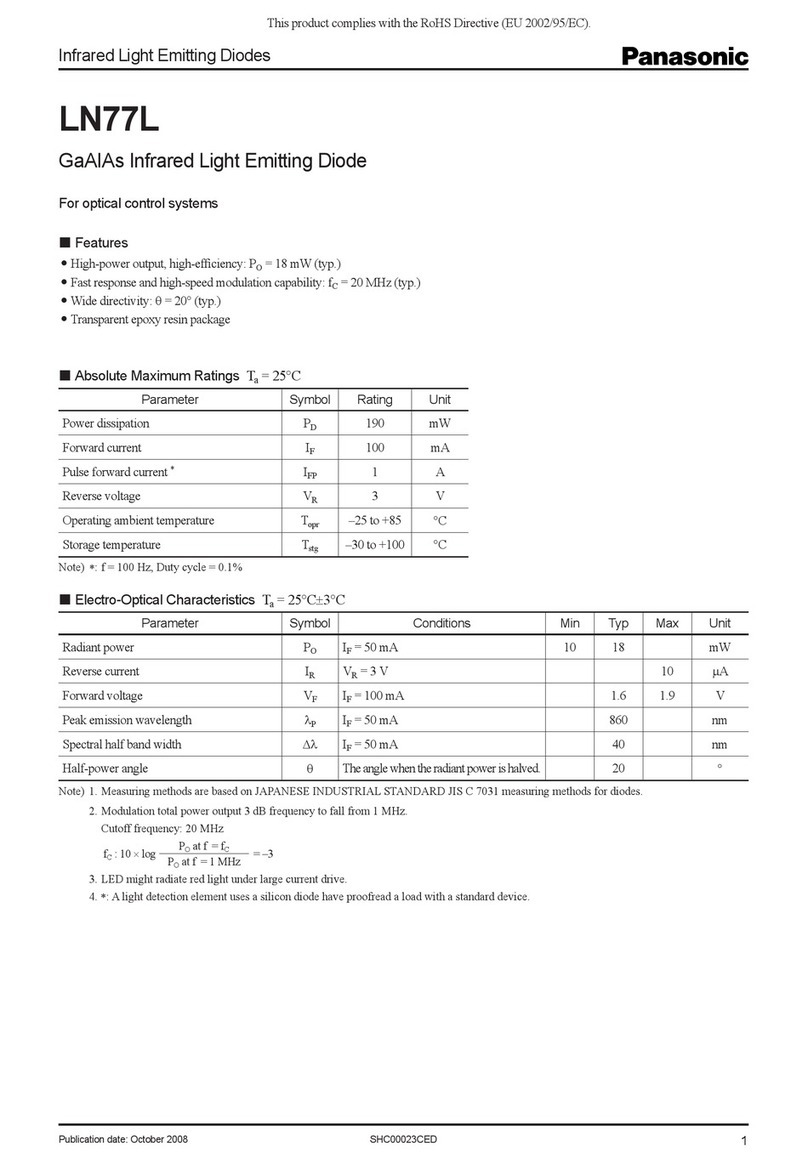 Panasonic Infrared Light Emitting Diodes LN77L Specifications