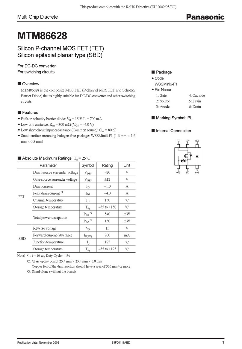 Panasonic MTM86628 Specification sheet