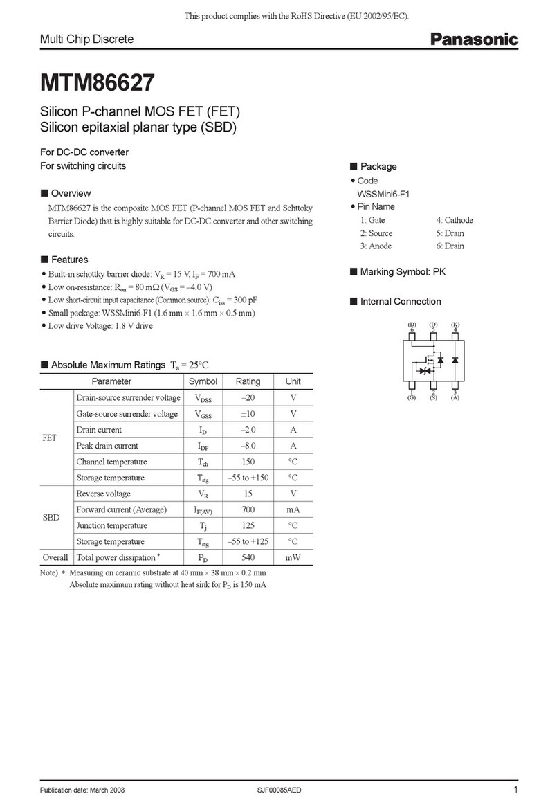 Panasonic MTM86627 Specification sheet
