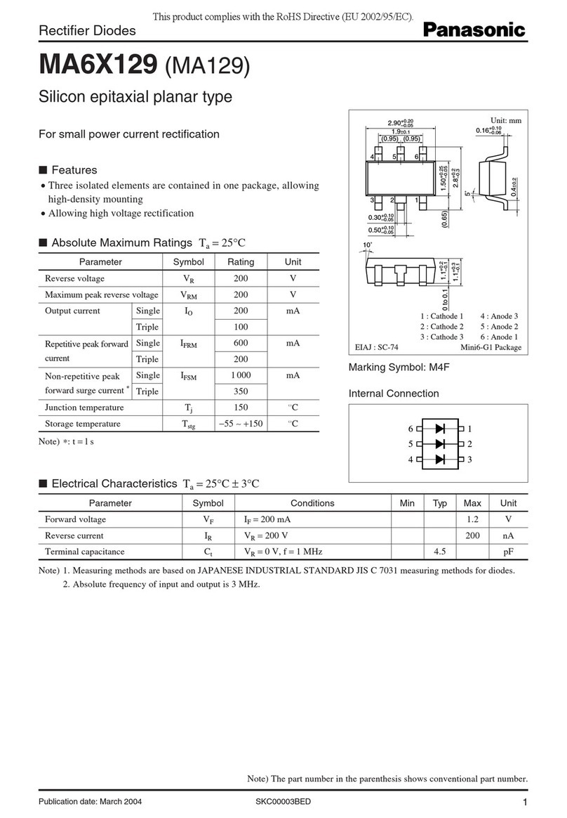Panasonic Rectifier Diodes MA6X129 Specification sheet Panasonic Rectifier Diodes MA6X129 Specification sheet