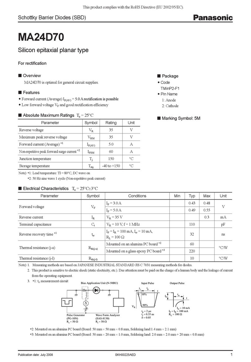 Panasonic Schottky Barrier Diodes MA24D70 User manual
