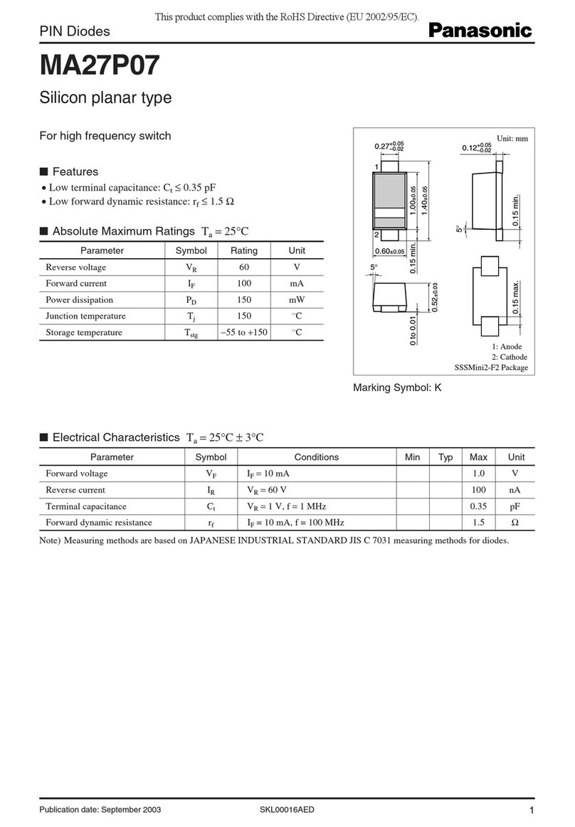 Panasonic PIN Diodes MA27P07 User manual