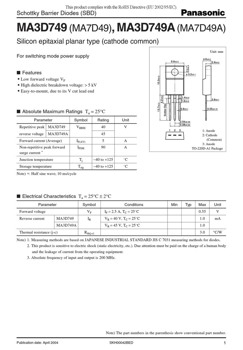 Panasonic MA3D749 Specification sheet
