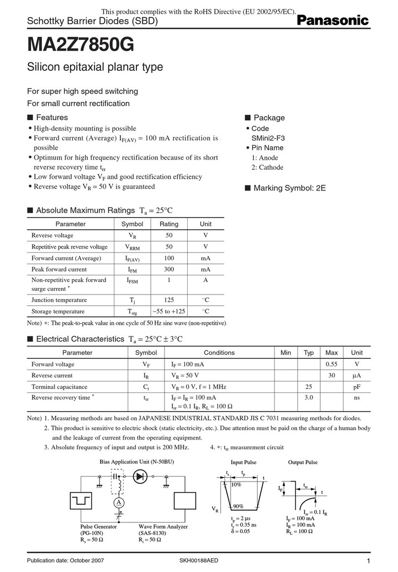 Panasonic MA2Z7850G Specification sheet