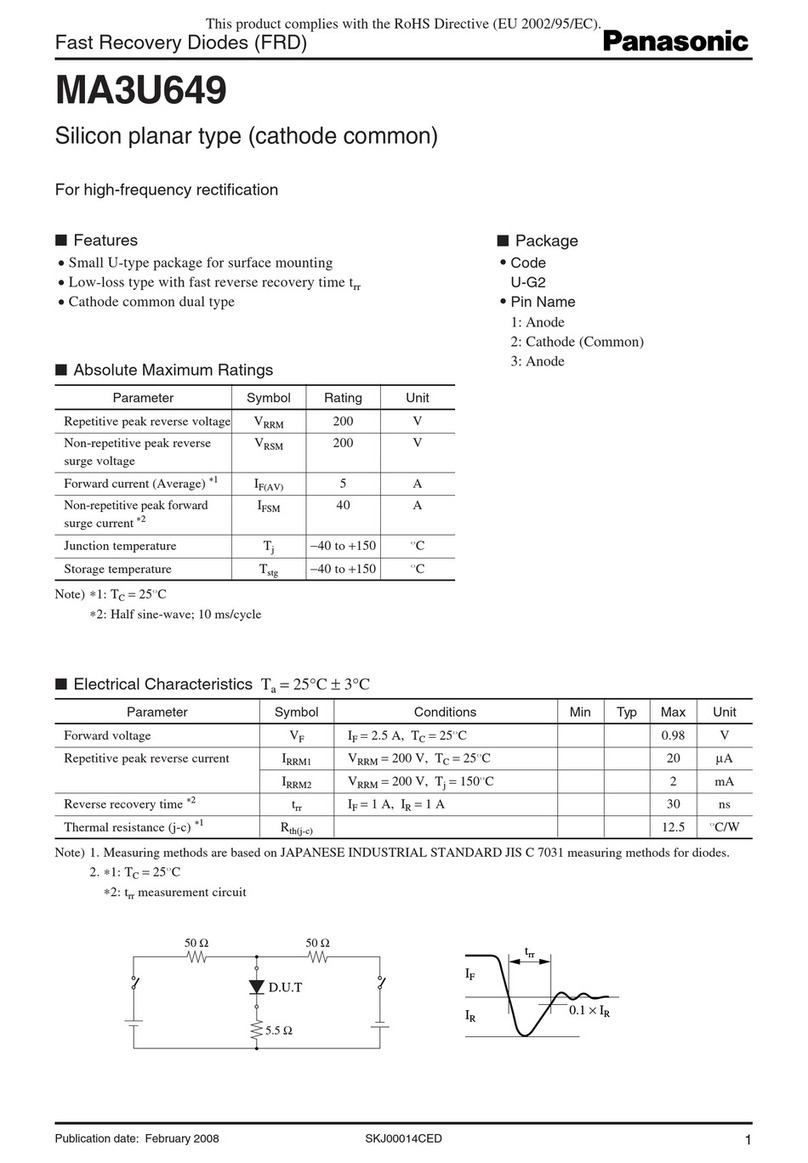 Panasonic MA3U649 Specification sheet