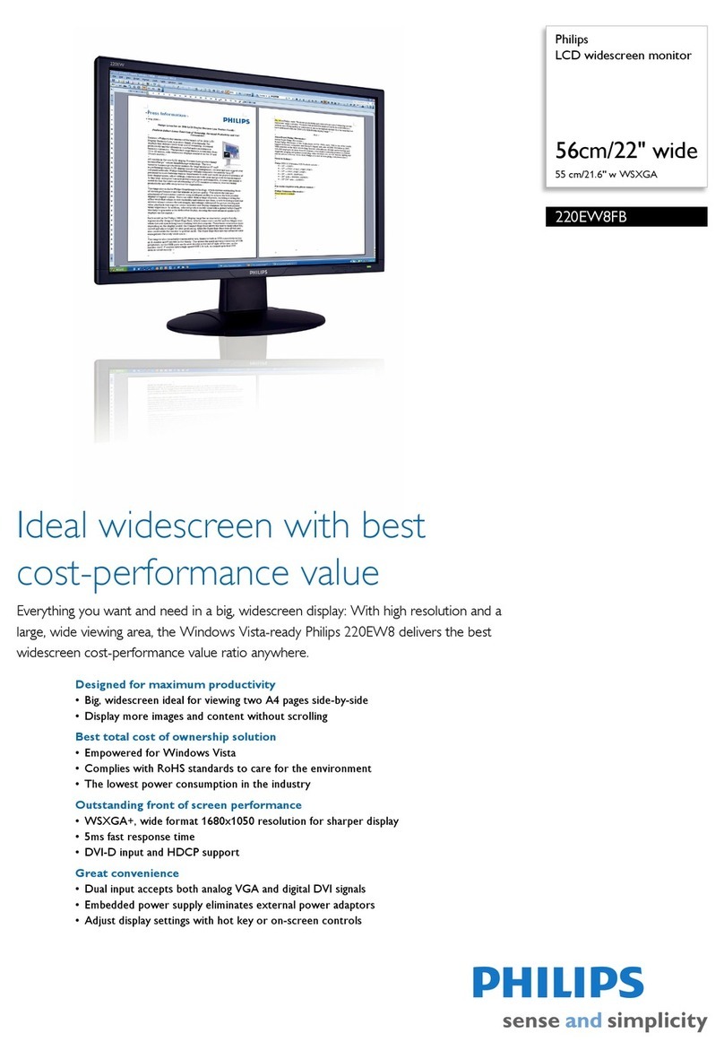 Philips LCD widescreen monitor 220EW8FB User manual