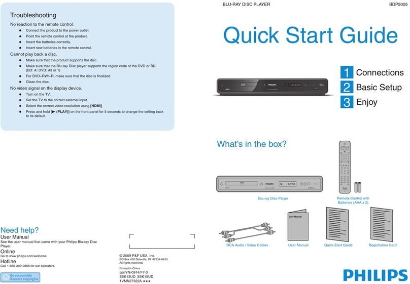 Philips BDP5005 quick start guide