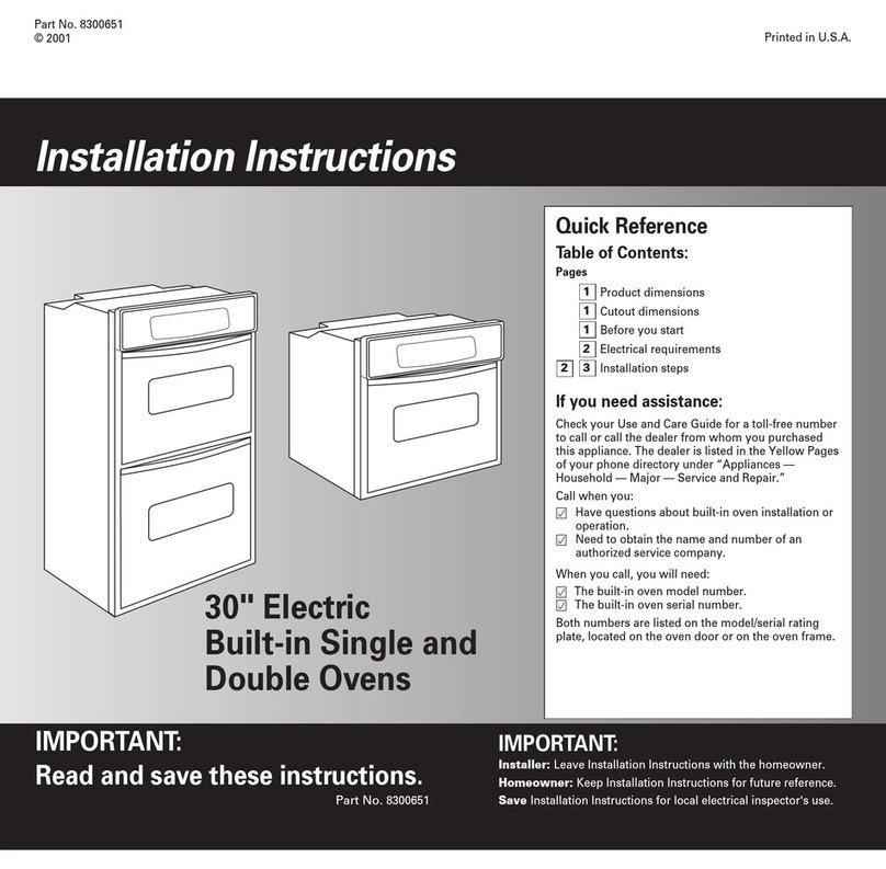 Philips Double Oven installation instructions