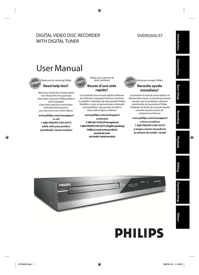 Philips DVDR3505/37 user manual