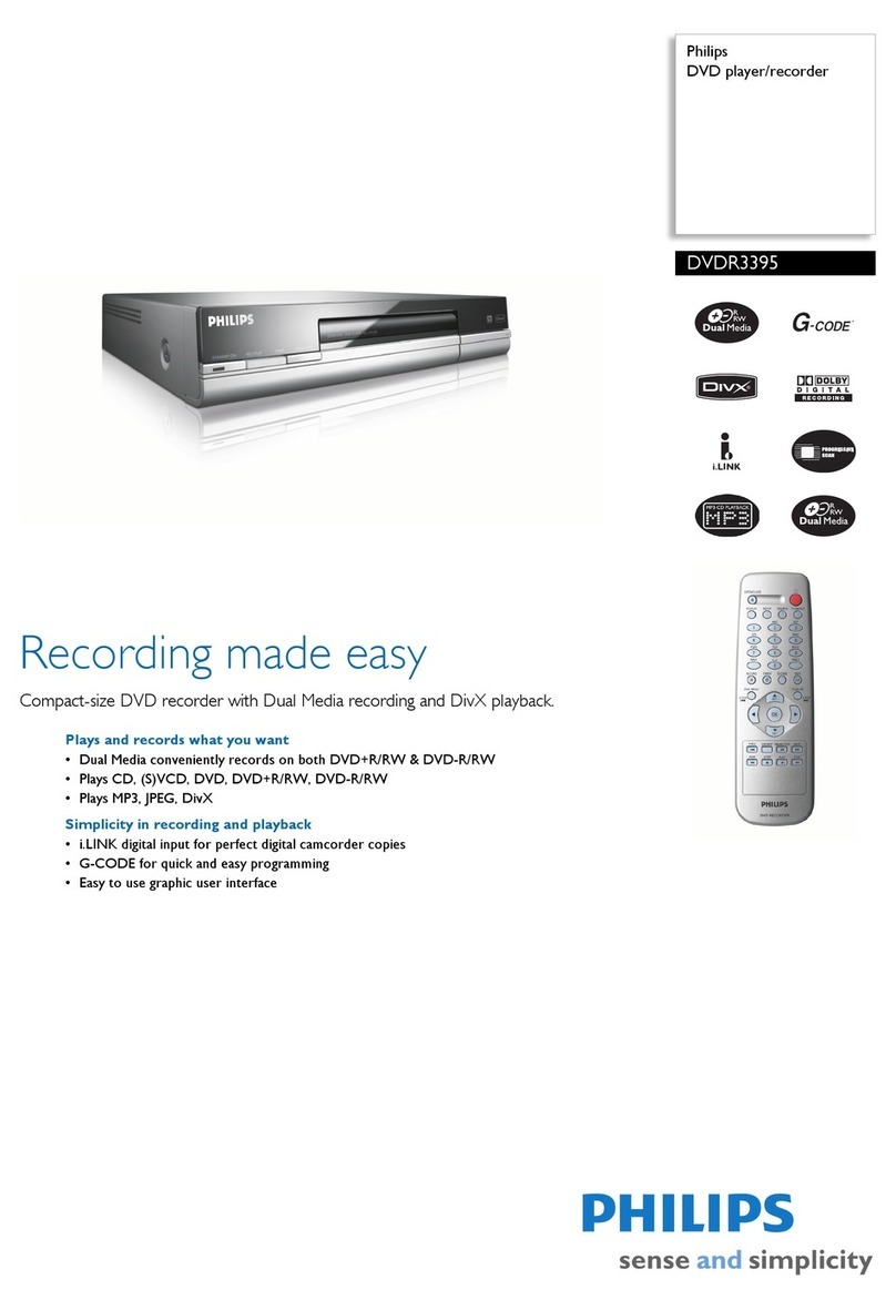 Philips G-Code DVDR3395 Specifications