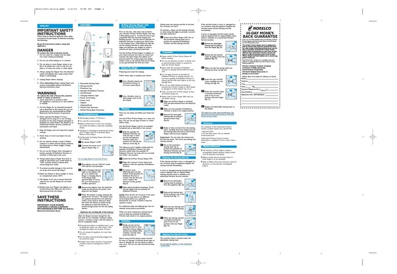 Philips Norelco D-Finer D350 User manual Philips Norelco D-Finer D350 User manual