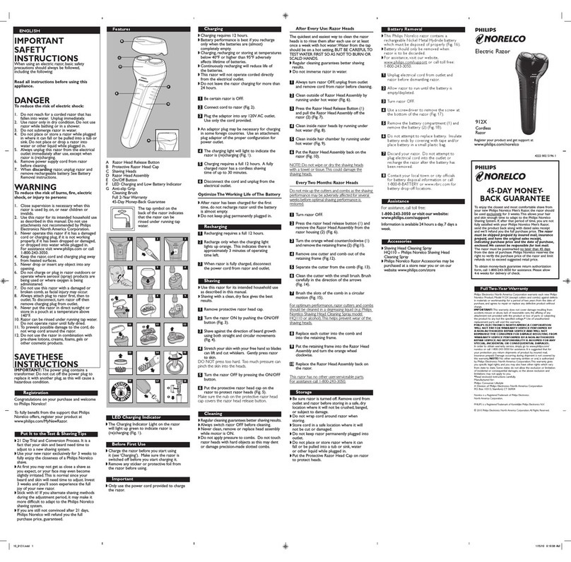 Philips Norelco 912X User manual Philips Norelco 912X User manual