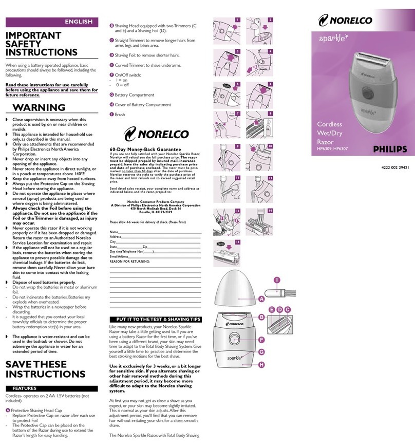 Philips Norelco Sparkle HP6307 User manual Philips Norelco Sparkle HP6307 User manual