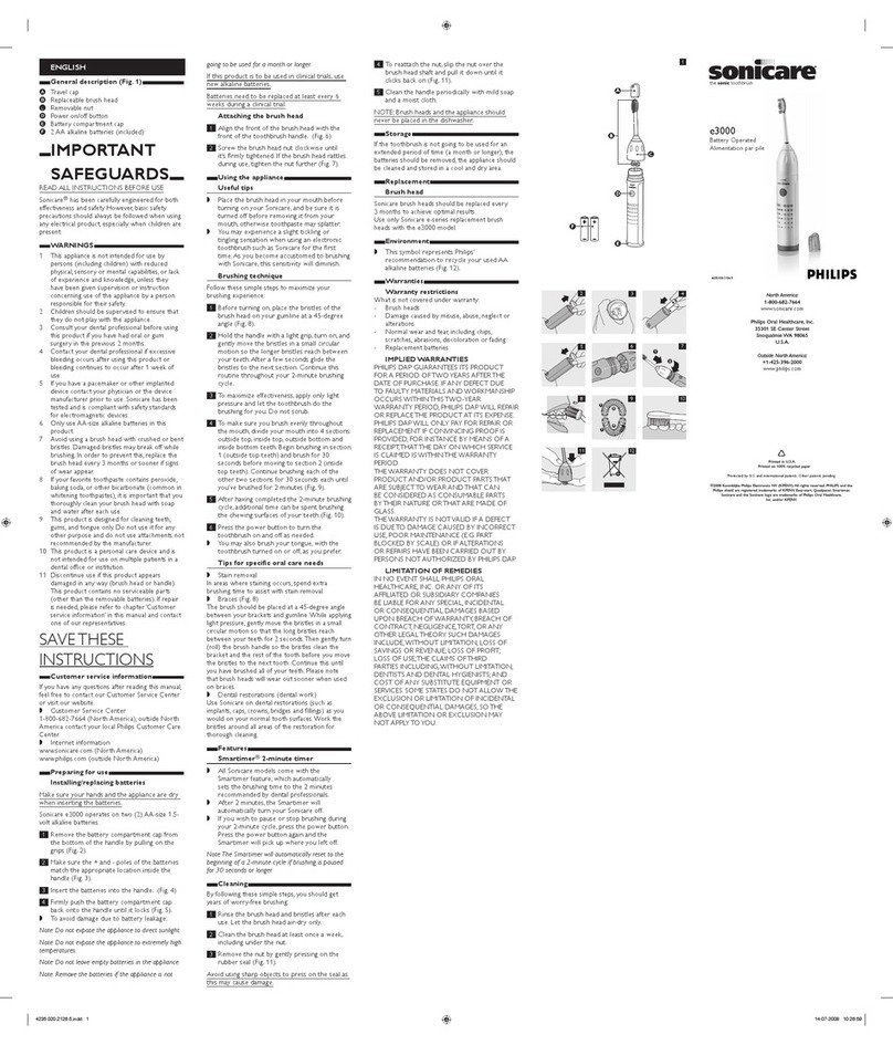 Philips sonicare HX3300 instruction manual